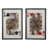 24 x 35 Set of 2 Framed Wall Art, King Queen Card Pair, Gold, Black, Red
