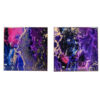 35 x 35 Set of 2 Framed Wall Art Prints, Gold Pink Purple Abstract Painting