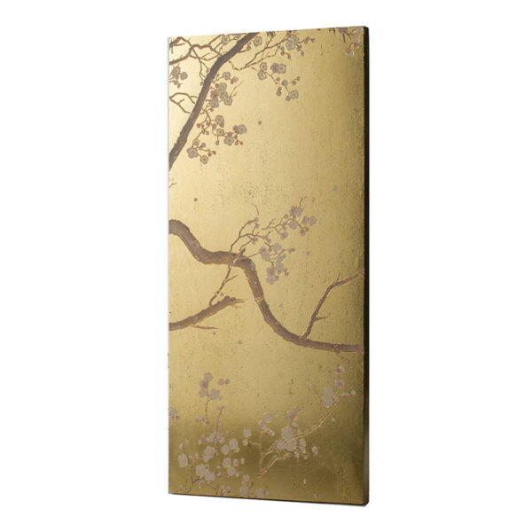 Tim 47 Inch Tall Wall Art Set of 2, Divided Floral Design, Gold, Brown