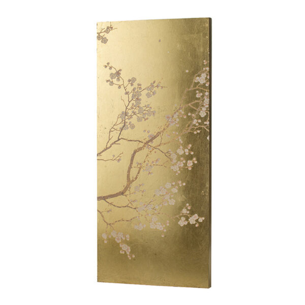 Tim 47 Inch Tall Wall Art Set of 2, Divided Floral Design, Gold, Brown