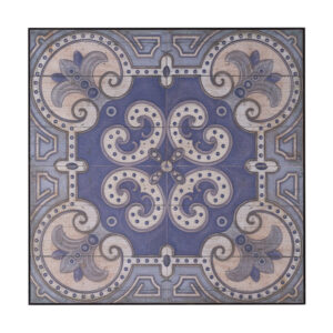 150220266991b093c520a.jpeg Lina 48 Inch Bordered Wall Art Tile, Square, Floral Mandala, Blue, Ivory