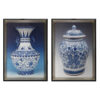 14 x 20 Set of 2 Framed Wall Art Prints, Pot Design, Blue, White, and Black