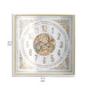 32 Inch Wall Clock, Decorative Gear Design, Square, Iron, White and Brown