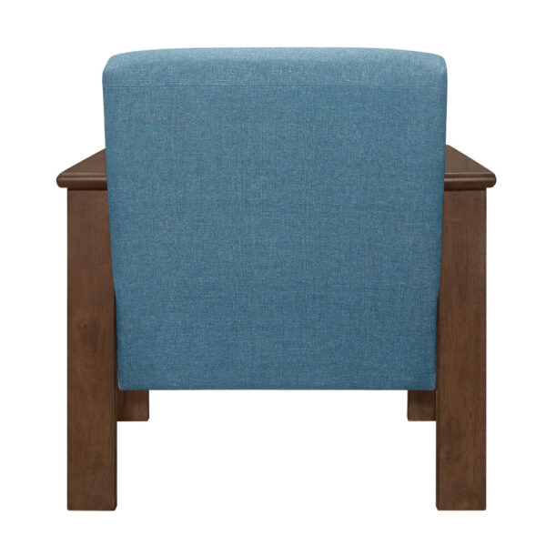 Bella 32 Inch Accent Chair Armchair, Storage Arms, Blue, Solid Rubberwood