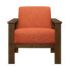 Bella 32 Inch Accent Chair Armchair, Storage Arms, Orange, Solid Rubberwood