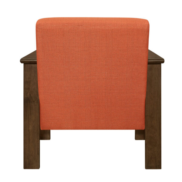 Bella 32 Inch Accent Chair Armchair, Storage Arms, Orange, Solid Rubberwood