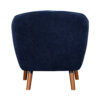 Tia 31 Inch Plush Accent Chair Armchair, Blue Polyester, Brown Solid Wood