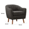 Tia 31 Inch Plush Accent Chair Armchair, Gray Polyester, Brown Solid Wood