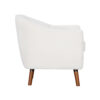 Tia 31 Inch Plush Accent Chair Armchair, White Polyester, Brown Solid Wood