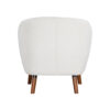 Tia 31 Inch Plush Accent Chair Armchair, White Polyester, Brown Solid Wood