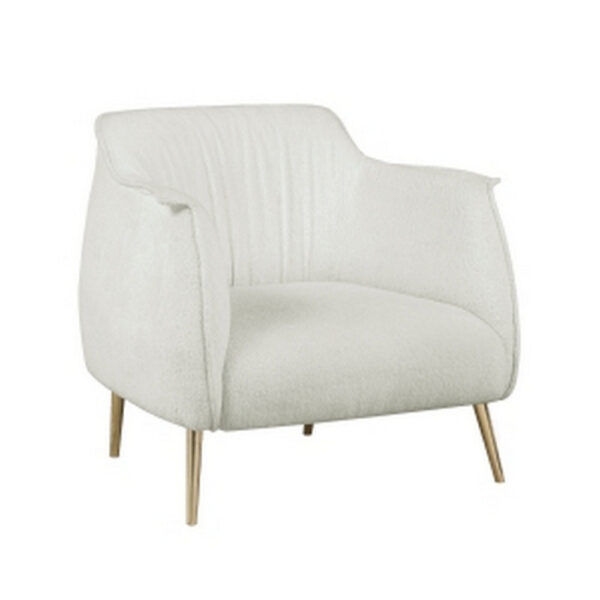 150220266991b17d81a0f.jpeg 33 Inch Accent Chair Armchair, Soft White Boucle, Gold Metal, Solid Wood