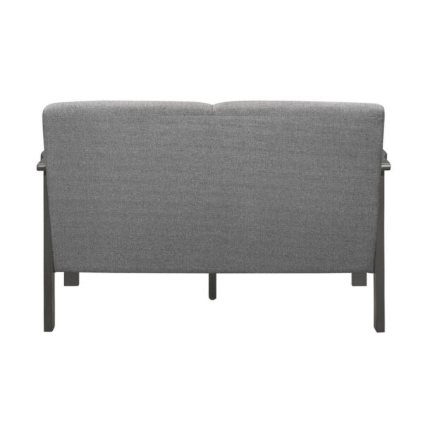 150220266991b1954ce20.jpeg Wiston 50 Inch Loveseat, Gray Polyester, Dark Gray Solid Rubberwood