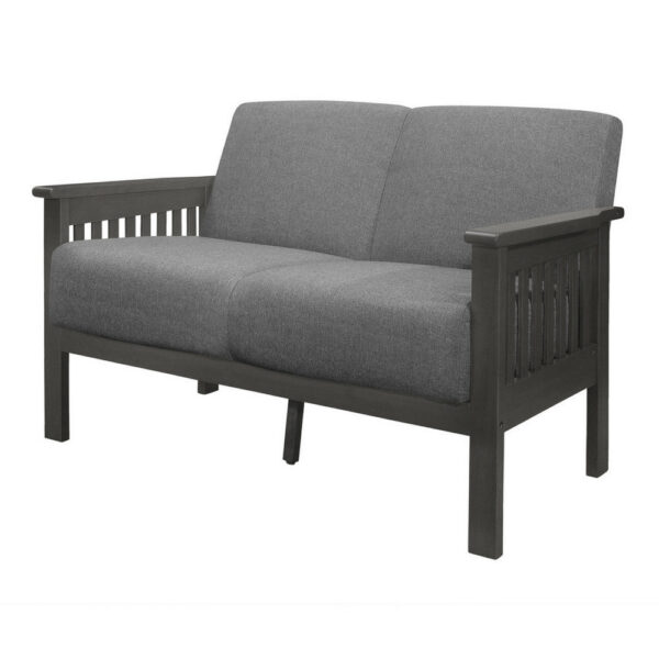 150220266991b197ee4e8.jpeg Wiston 50 Inch Loveseat, Gray Polyester, Dark Gray Solid Rubberwood