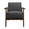 150220266991b1c168691.jpeg Rica 32 Inch Accent Armchair, Dark Gray Velvet, Walnut Brown Solid Wood