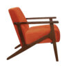 Rica 32 Inch Accent Armchair, Soft Orange Velvet, Walnut Brown Solid Wood