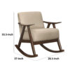 Tim 37 Inch Rocking Armchair, Beige Polyester, Walnut Brown Solid Wood