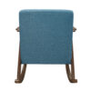 Tim 37 Inch Rocking Armchair, Blue Polyester, Walnut Brown Solid Wood