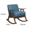 Tim 37 Inch Rocking Armchair, Blue Polyester, Walnut Brown Solid Wood