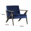 Esme 35 Inch Accent Chair Wood Armchair, Blue Velvet Cushioned Seat, Gray