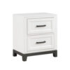 Thiem 28 Inch Nightstand with 2 Drawers, Black Handles, White Wood Finish