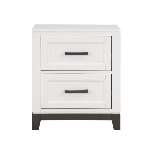 Thiem 28 Inch Nightstand with 2 Drawers, Black Handles, White Wood Finish