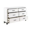 Thiem 61 Inch Wide Dresser, 6 Drawers with Black Handles, White Wood Finish