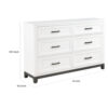 Thiem 61 Inch Wide Dresser, 6 Drawers with Black Handles, White Wood Finish