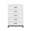 Thiem 51 Inch Tall Dresser Chest with 5 Drawers, Black Handles, White Wood