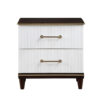 Shim 29 Inch Nightstand with 2 Drawers, Gold, White, and Cherry Brown Wood