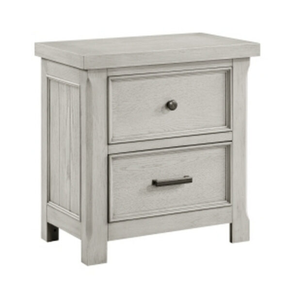 Myna 29 Inch Nightstand with 2 Drawers, Rustic Farmhouse White Oak Veneer