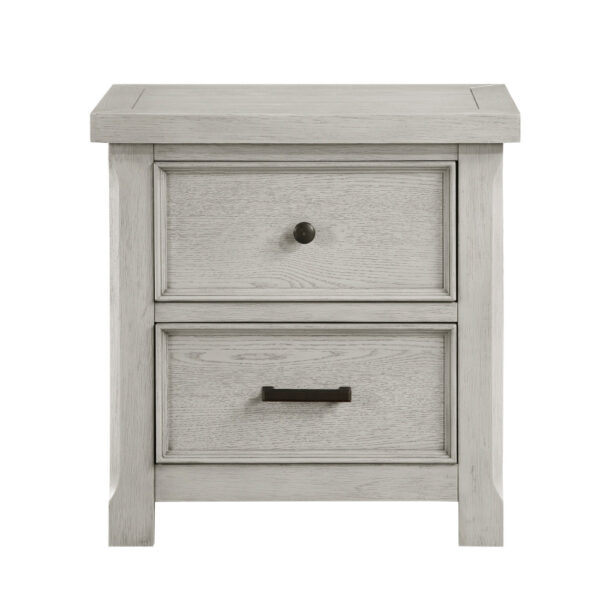 Myna 29 Inch Nightstand with 2 Drawers, Rustic Farmhouse White Oak Veneer