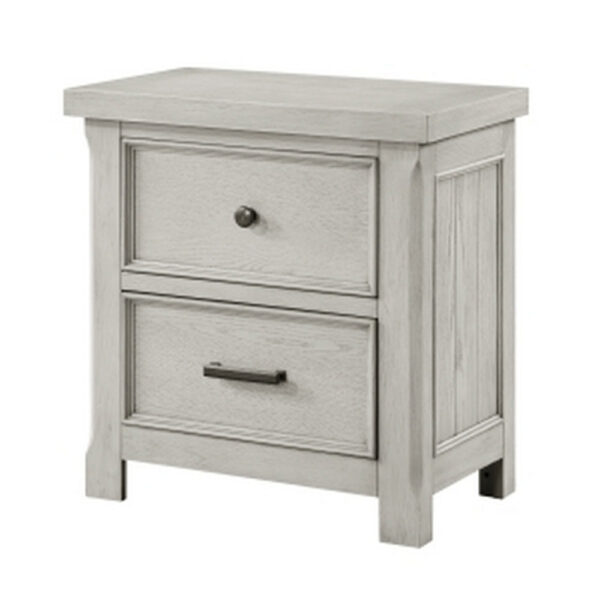 Myna 29 Inch Nightstand with 2 Drawers, Rustic Farmhouse White Oak Veneer