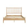 Lika Queen Size Platform Bed, Vertical Slatted Headboard, Natural Brown