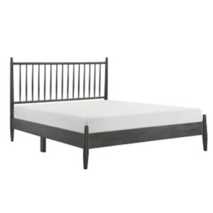 150220266991b28f79ce8.jpeg Lika Queen Size Platform Bed, Vertical Slatted Headboard, Gray Finish