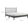 Lika Queen Size Platform Bed, Vertical Slatted Headboard, Gray Finish