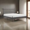 Lika Queen Size Platform Bed, Vertical Slatted Headboard, Gray Finish