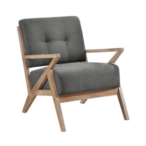 150220266991b2b79b5df.jpeg Edra 33 Inch Accent Armchair, Rubberwood Frame, Gray Polyester Cushions