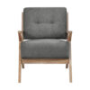 Edra 33 Inch Accent Armchair, Rubberwood Frame, Gray Polyester Cushions