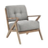 Edra 33 Inch Accent Armchair, Wood Frame, Light Gray Polyester Cushions