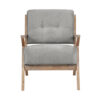 Edra 33 Inch Accent Armchair, Wood Frame, Light Gray Polyester Cushions