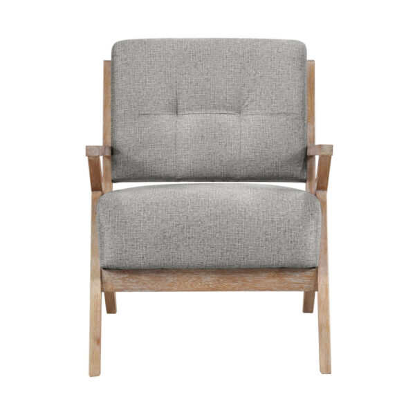 Edra 33 Inch Accent Armchair, Wood Frame, Light Gray Polyester Cushions
