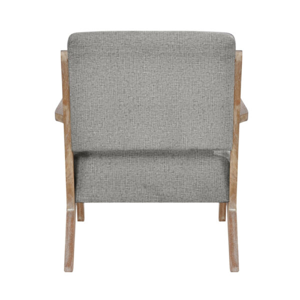 Edra 33 Inch Accent Armchair, Wood Frame, Light Gray Polyester Cushions