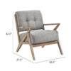 Edra 33 Inch Accent Armchair, Wood Frame, Light Gray Polyester Cushions