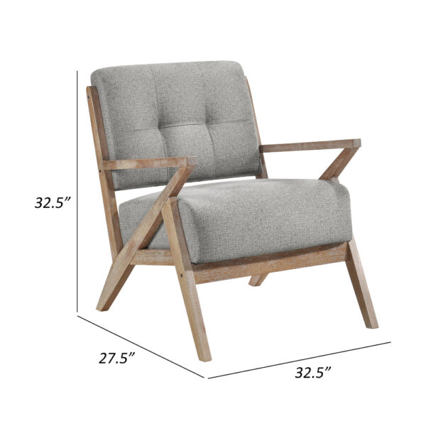 Edra 33 Inch Accent Armchair, Wood Frame, Light Gray Polyester Cushions