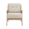 Edra 33 Inch Accent Armchair, Rubberwood Frame, Cushioned Beige Polyester