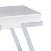 Tius 26 Inch Side End Table, Open Shelf, Chrome, High Gloss White Finish