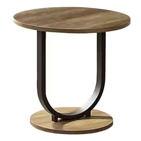 Obin 3 Piece Coffee and End Table Set, Brown MDF, Black U Shape Steel Base