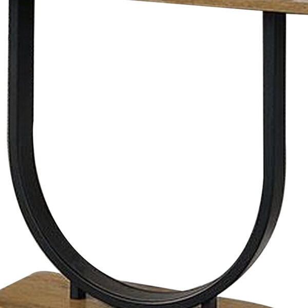 Obin 47 Inch Sofa Table, Rustic Oak Brown MDF, Black U Shape Steel Base