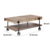 150220266991b39aaafb7.jpeg Loak 47 Inch Coffee Table, Brown Plank Top, Bottom Shelf, Wheels, Black
