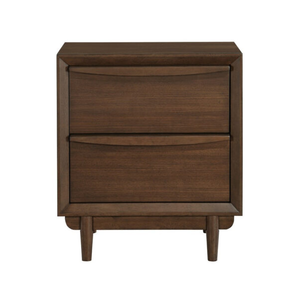 Soly 27 Inch Nightstand, 2 Drawers, USB Port, Lip Pull Handles, Brown